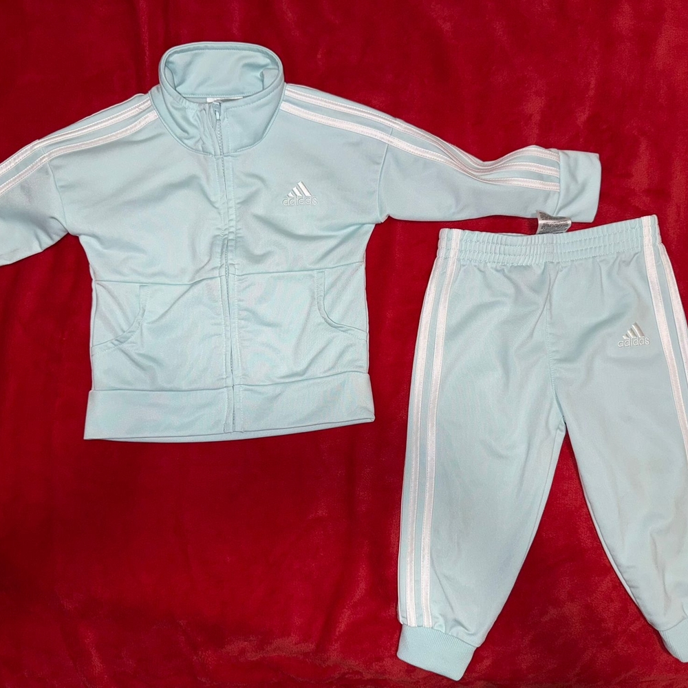 Adidas Light Blue Tracksuit Set Size 12 M